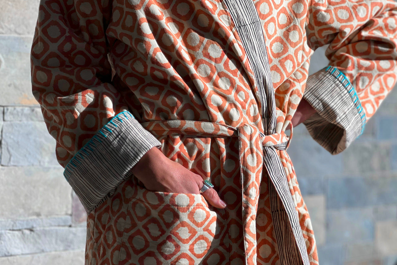 Block Print Reversible Robe