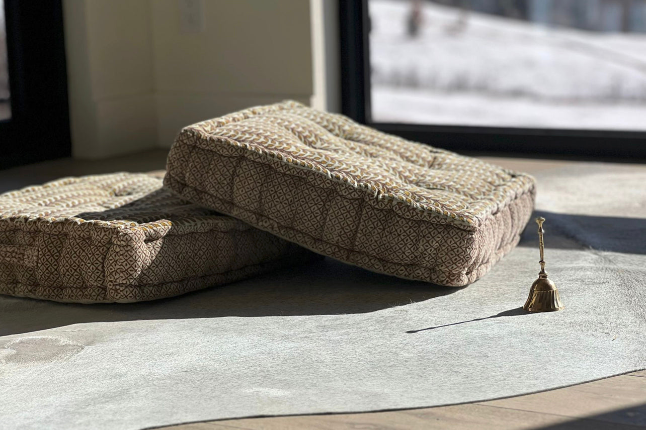 Block Print Meditation Cushion - Square