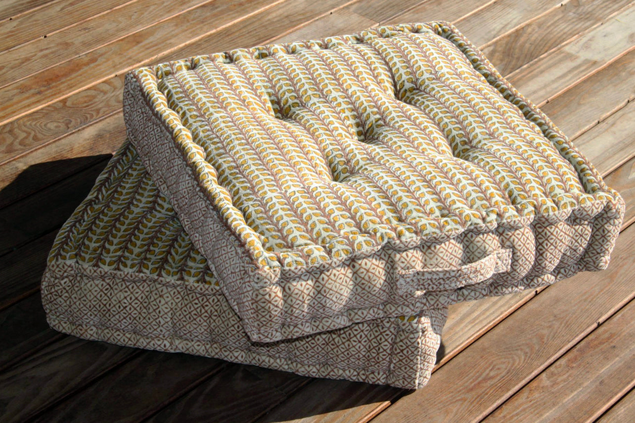 Block Print Meditation Cushion - Square