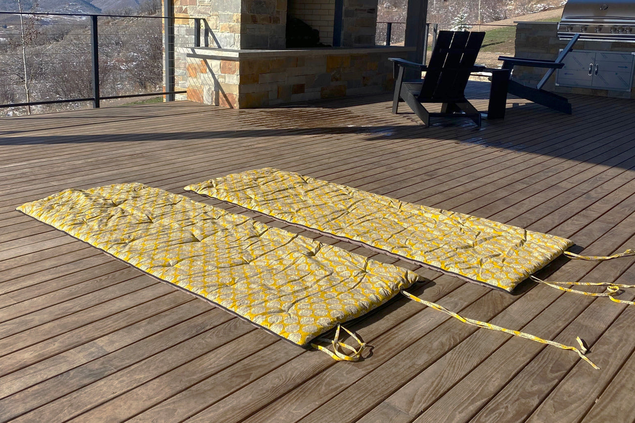 Block Print Restorative Yoga Mat with Towel and Carrying Case