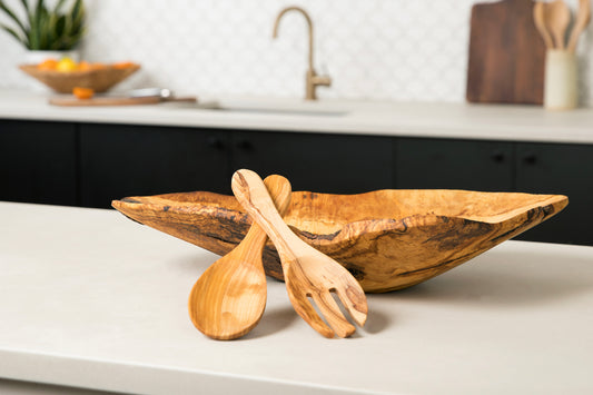 Italian Olivewood Salad Servers