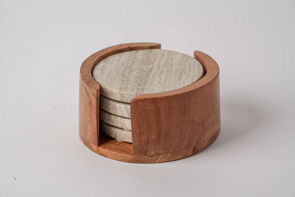Marble Coasters - Set of 4 - Tan