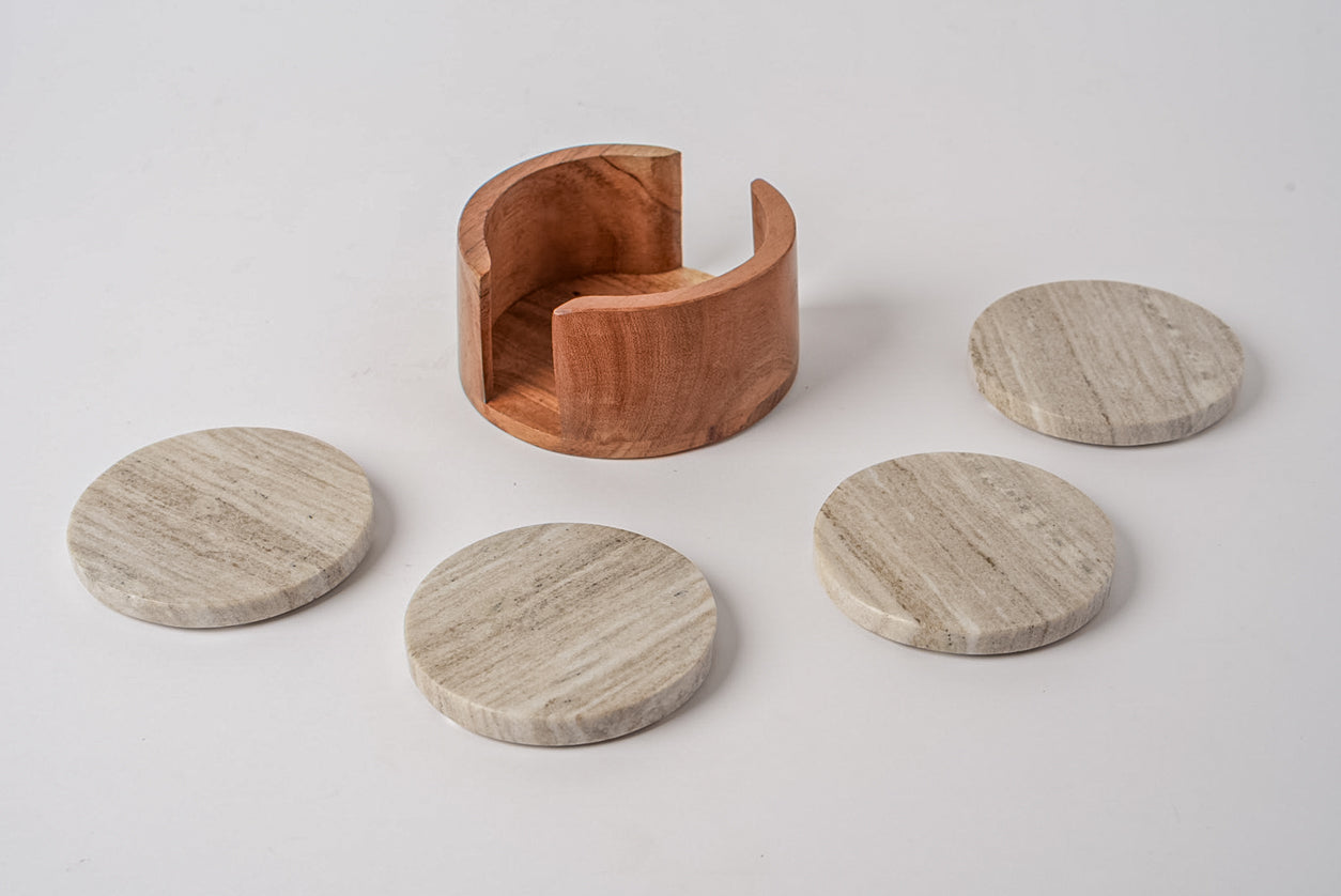Marble Coasters - Set of 4 - Tan