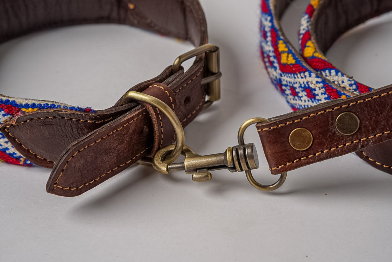 Moroccan Kilim Dog Leash and Collar
