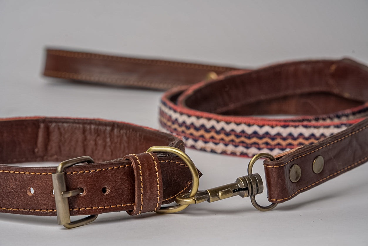 Moroccan Kilim Dog Leash and Collar