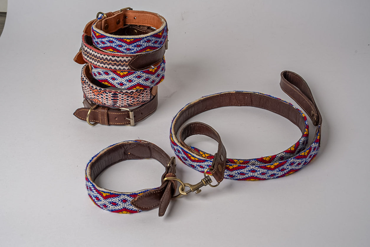 Moroccan Kilim Dog Leash and Collar