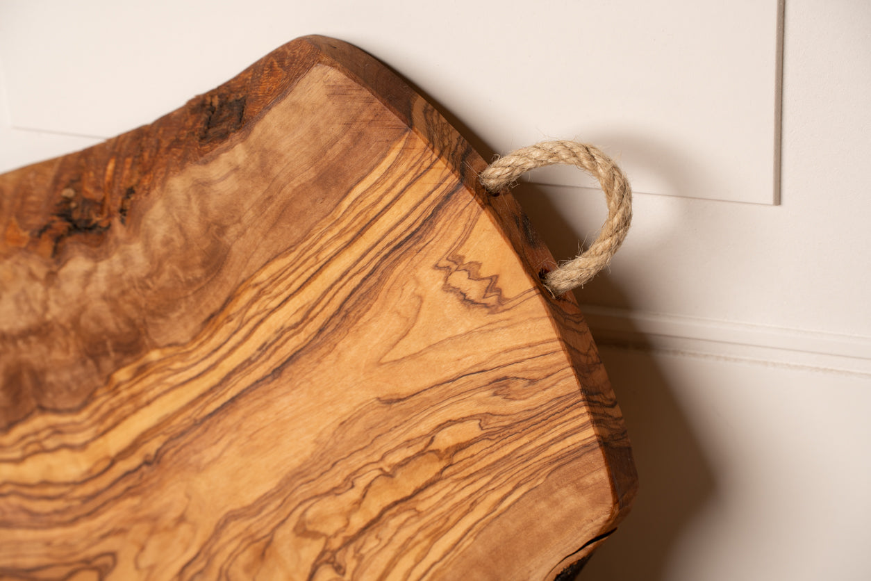 Italian Olivewood Charcuterie Board - Rope Handle