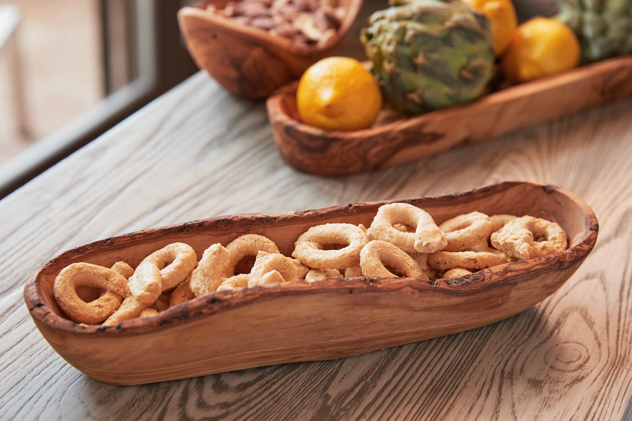 Italian Olivewood Boat Bowl with Live Edge