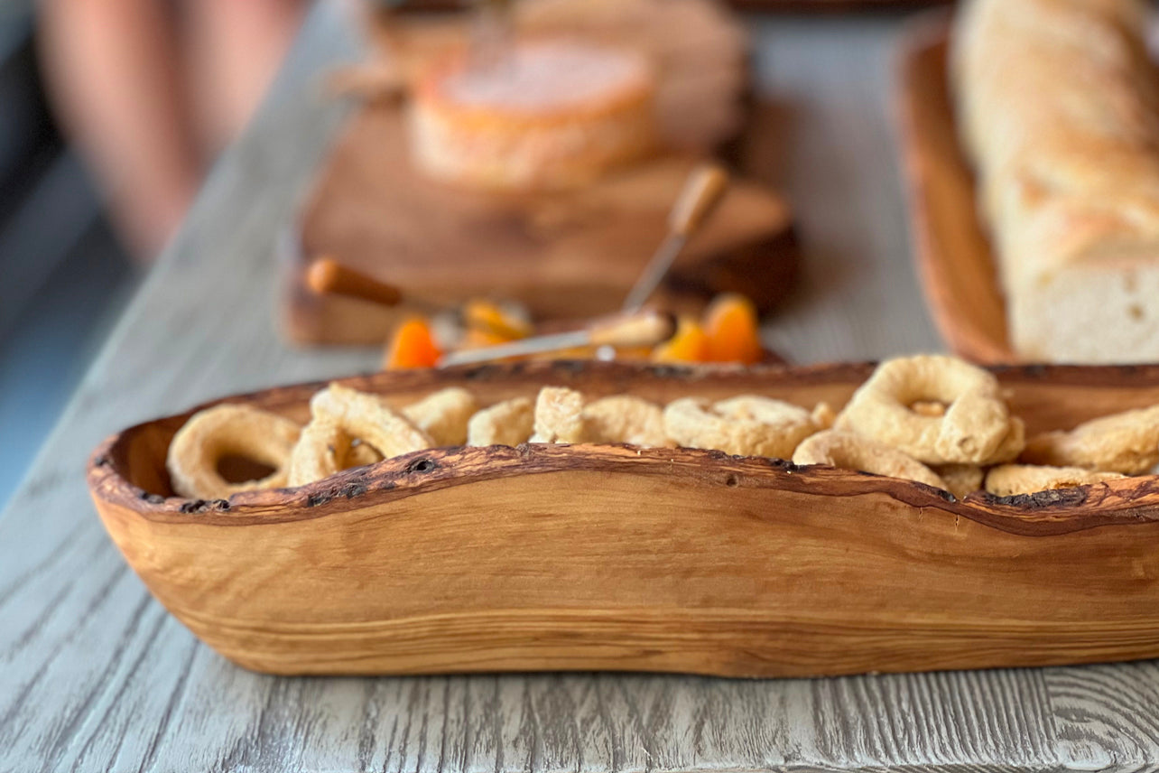 Italian Olivewood Boat Bowl with Live Edge