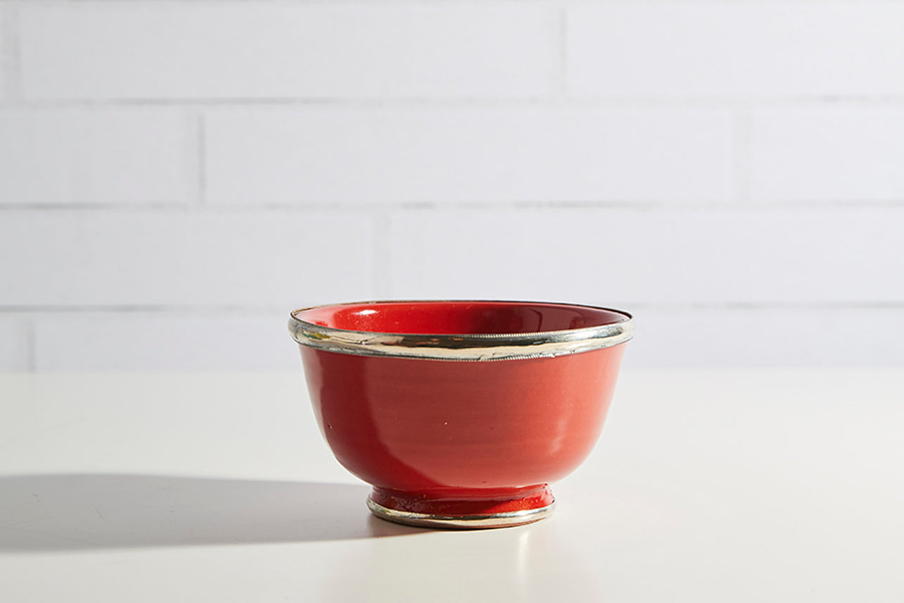 Moroccan Glazed Bowls with Berber Silver Trim