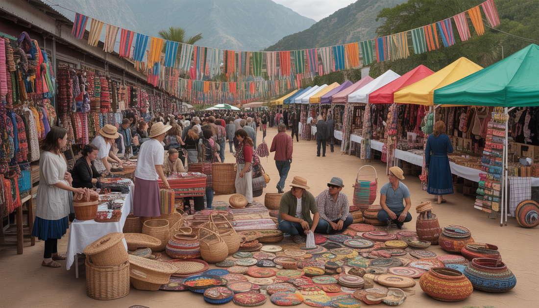 Community celebration with artisans displaying handcrafted goods.