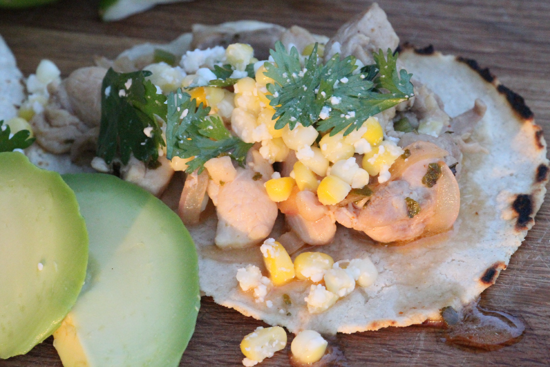 Spicy Chicken Tacos with Corn Salsa and Avocado