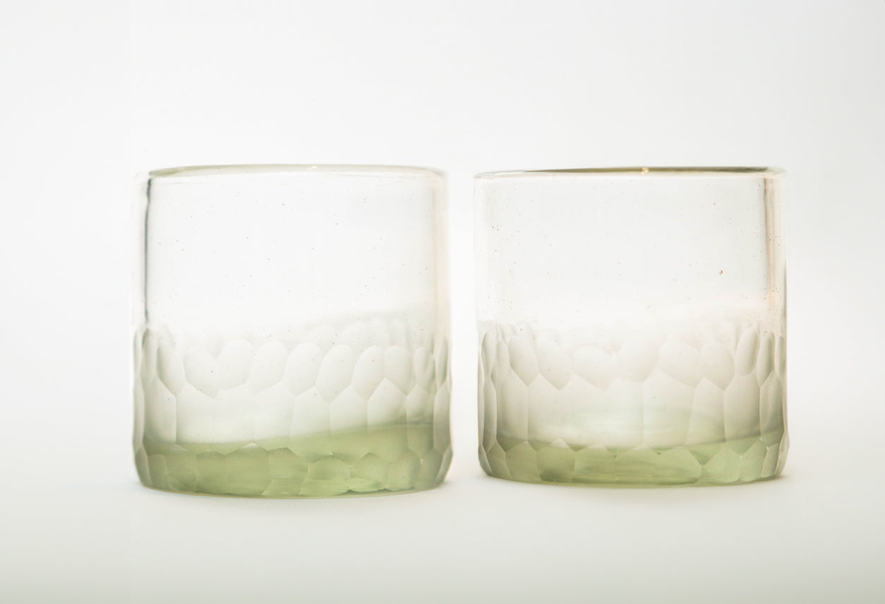 Handblown Etched Rocks Glass - Set of 2
