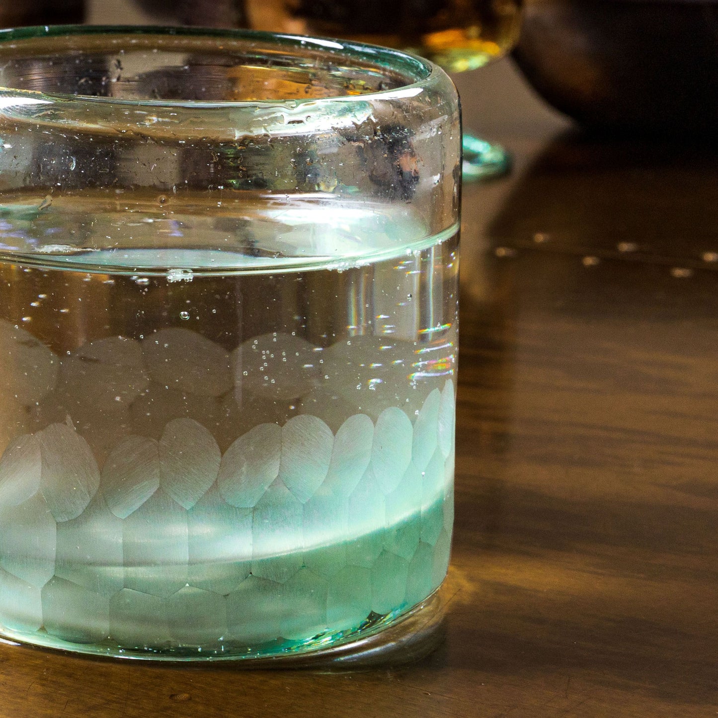 Handblown Etched Rocks Glass - Set of 2