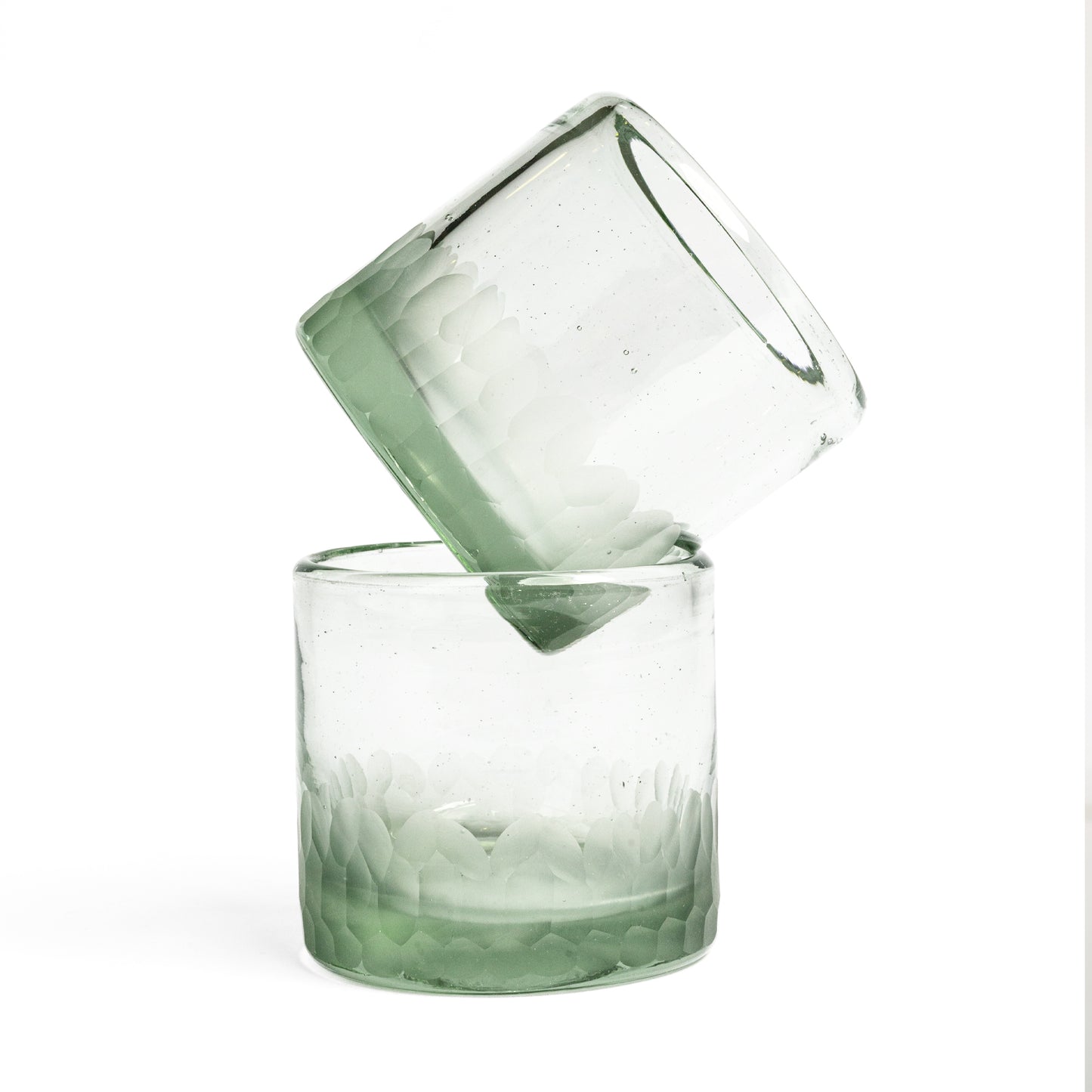 Handblown Etched Rocks Glass - Set of 2