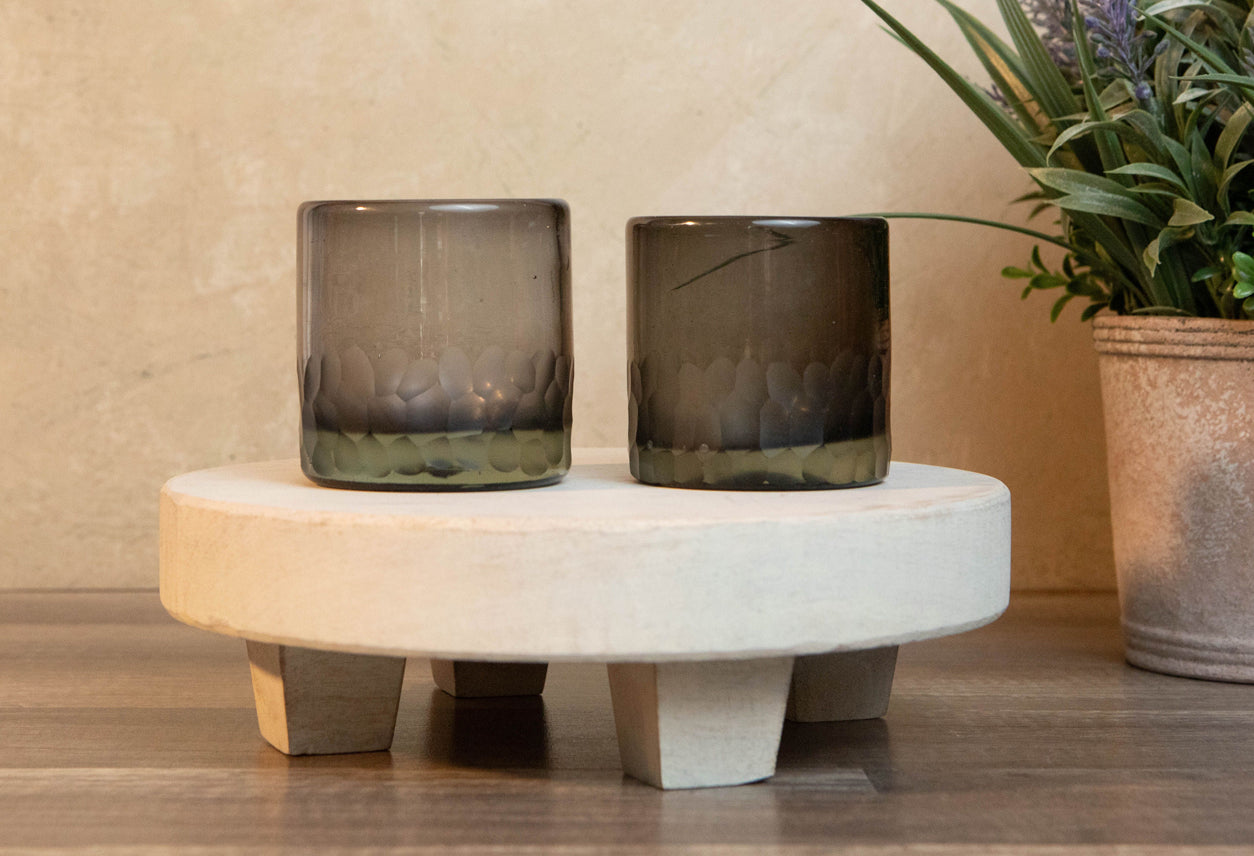 Handblown Etched Rocks Glass - Set of 2