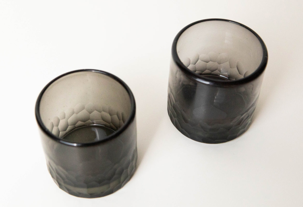 Handblown Etched Rocks Glass - Set of 2