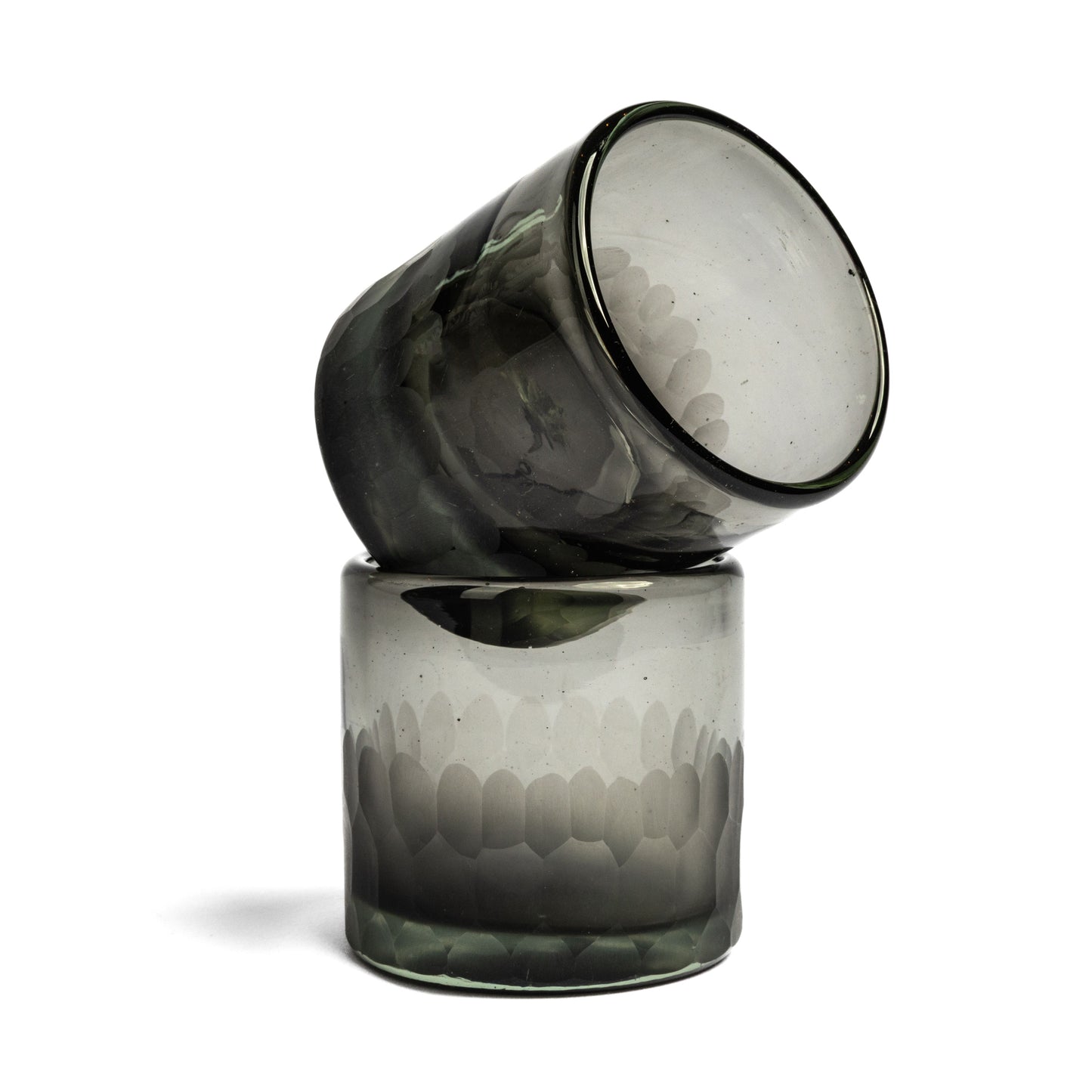 Handblown Etched Rocks Glass - Set of 2