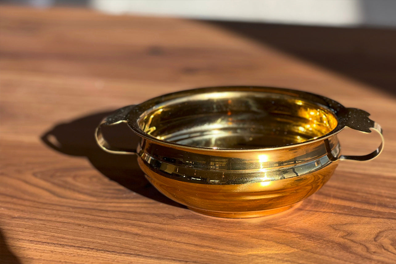 Indian Handi Serving Bowl - Brass Colored Stainless Steel