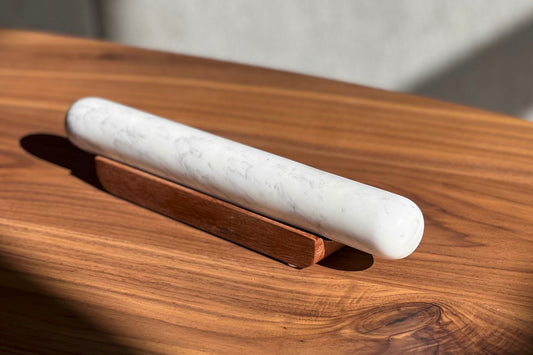 Marble Rolling Pin and Wood Base