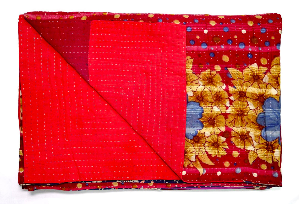 Kantha Silk Throw Blankets