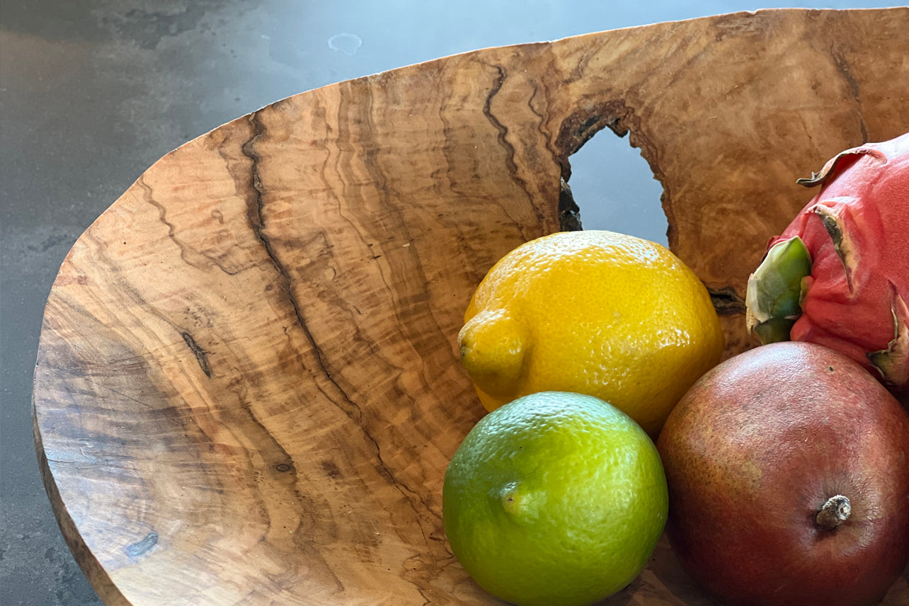 Italian Olivewood Root Fruit Bowl