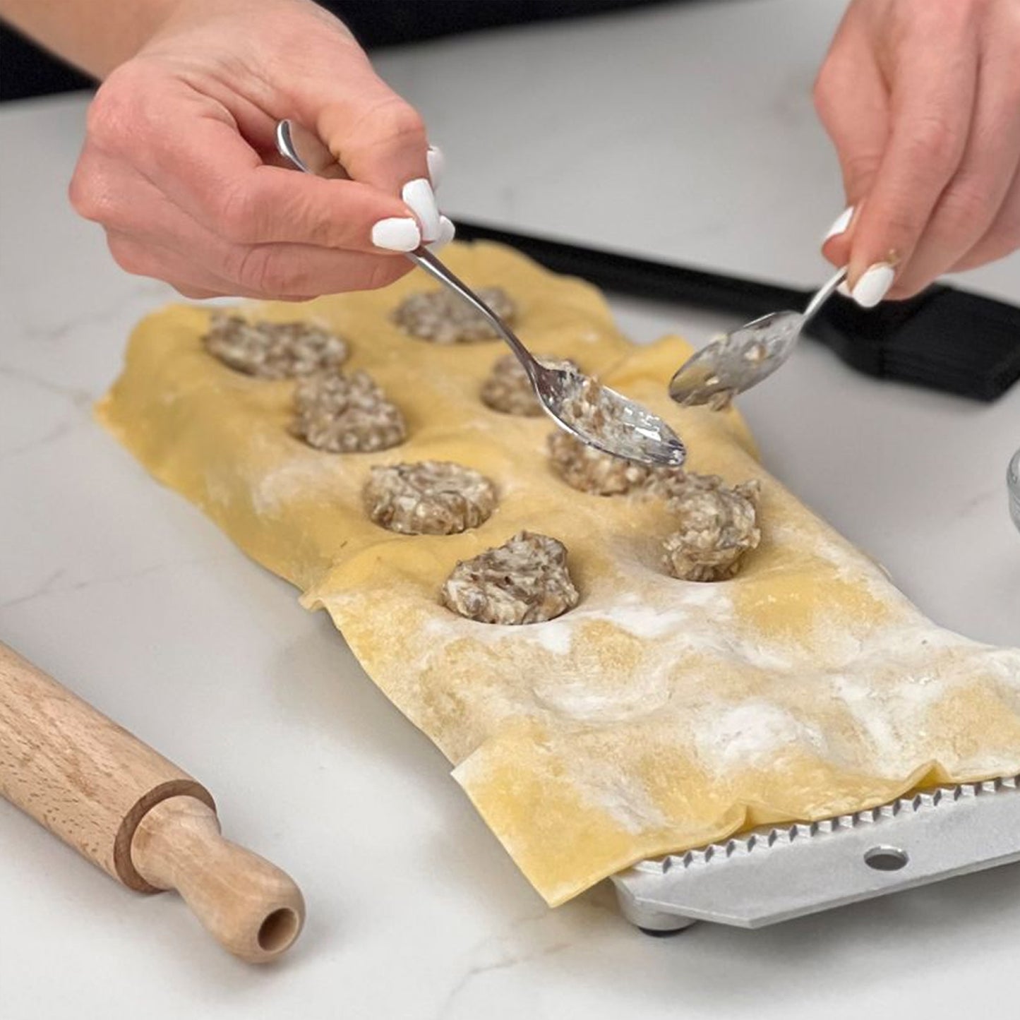 Italian 12-piece Ravioli Mold with Roller