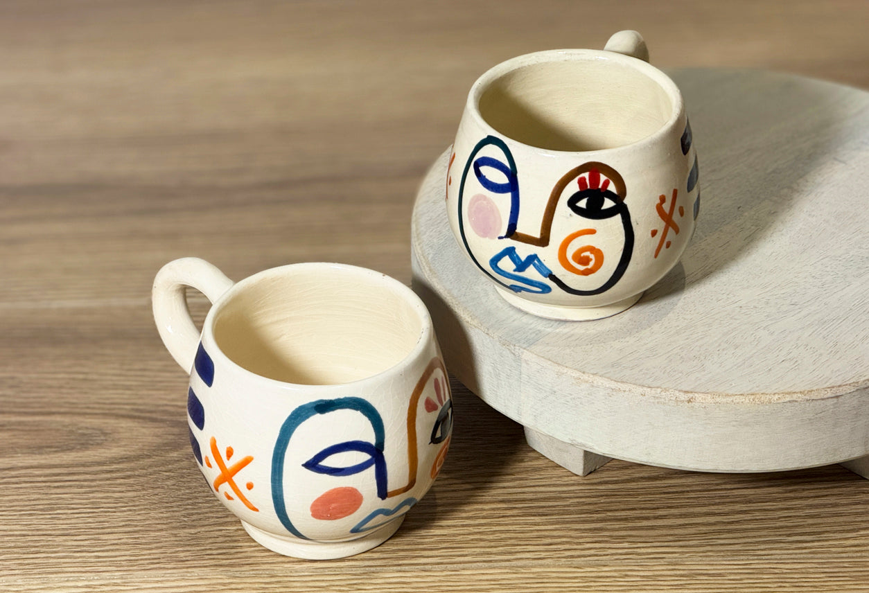 Moroccan Handpainted Visage Mug - Set of 2