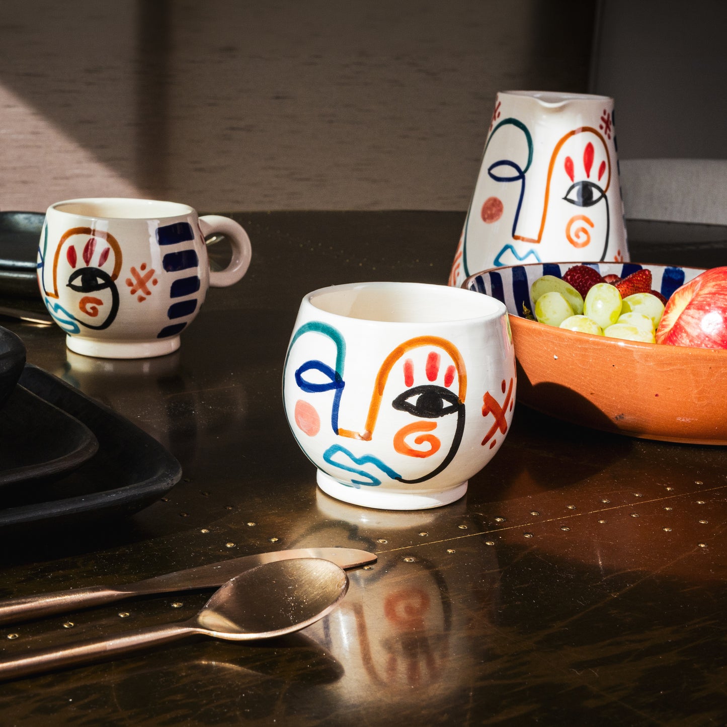 Moroccan Handpainted Visage Mug - Set of 2