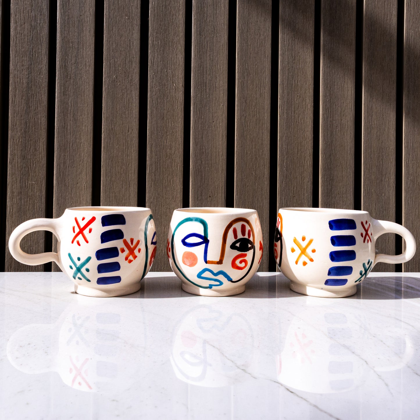 Moroccan Handpainted Visage Mug - Set of 2