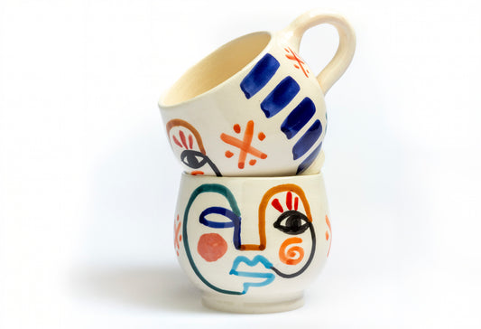 Moroccan Handpainted Visage Mug - Set of 2