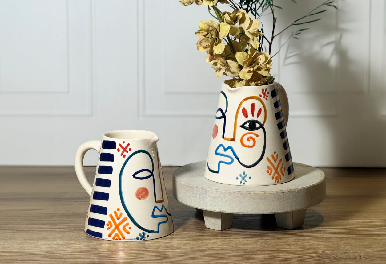 Moroccan Handpainted Visage Pitcher