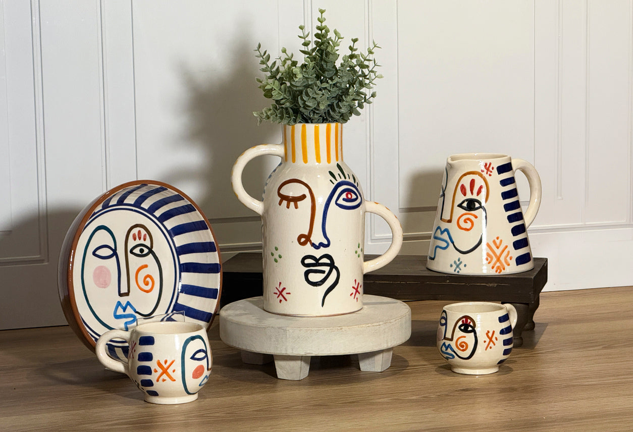 Moroccan Handpainted Visage Pitcher