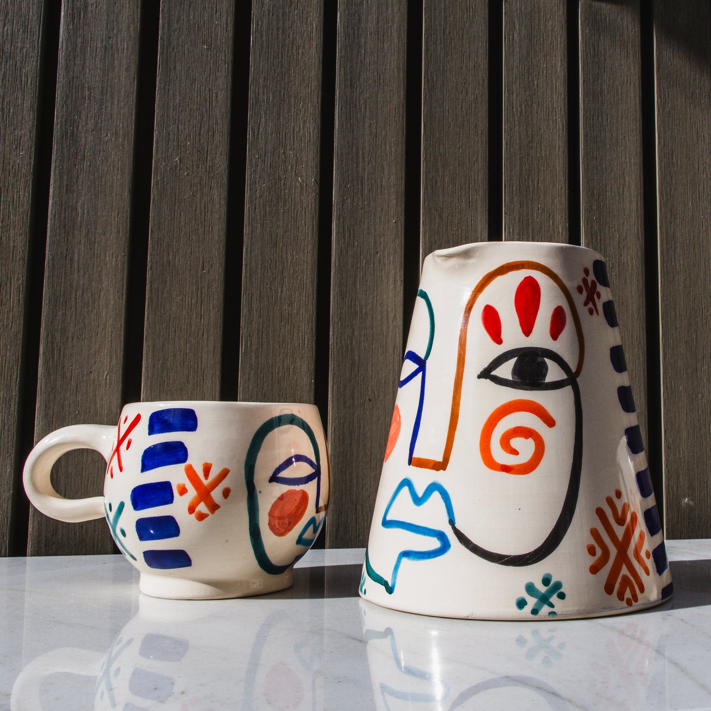 Moroccan Handpainted Visage Pitcher
