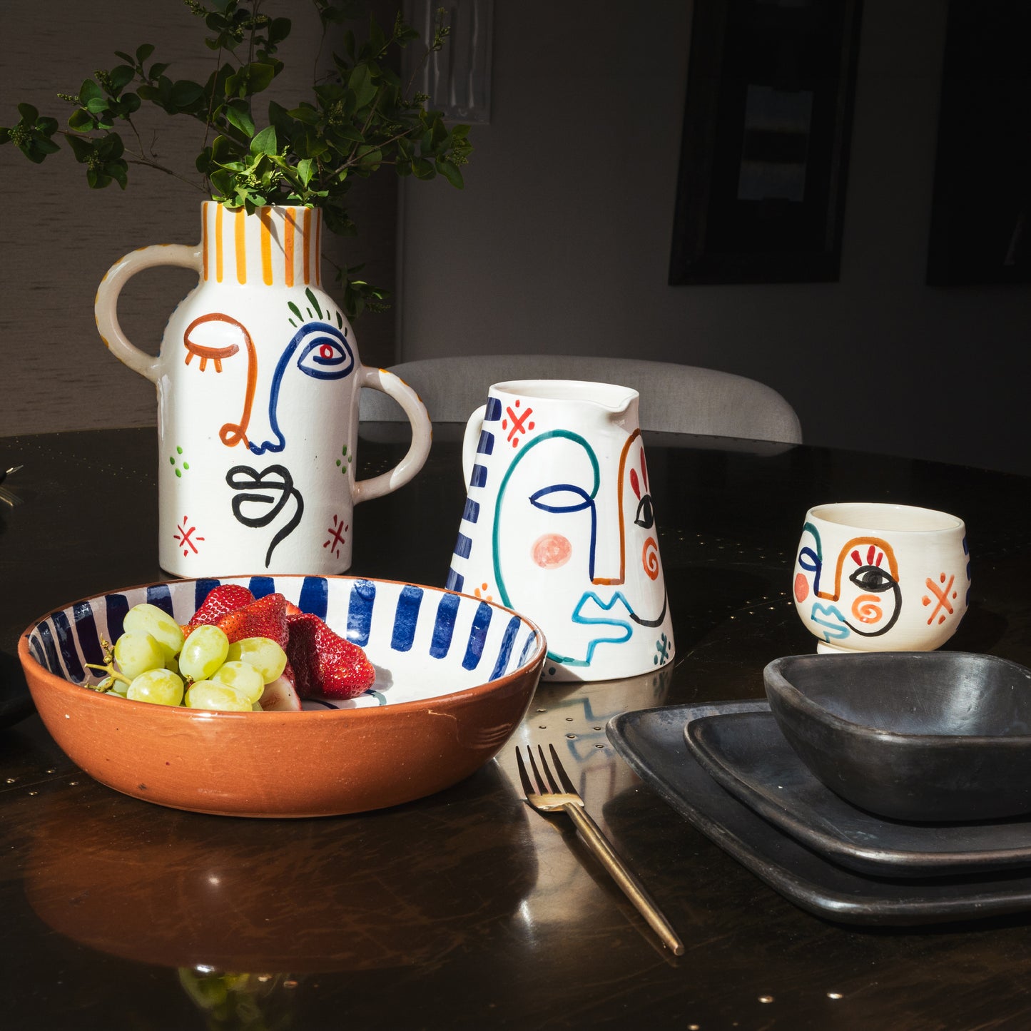 Moroccan Handpainted Visage Pitcher