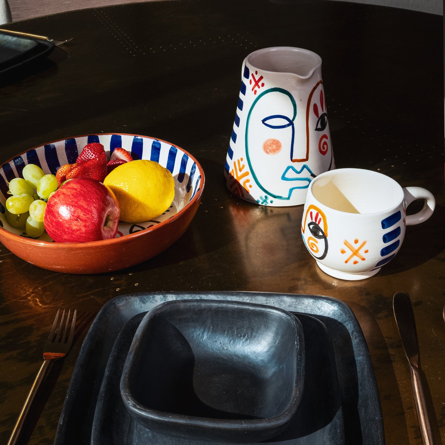 Moroccan Handpainted Visage Serving/Salad Bowl