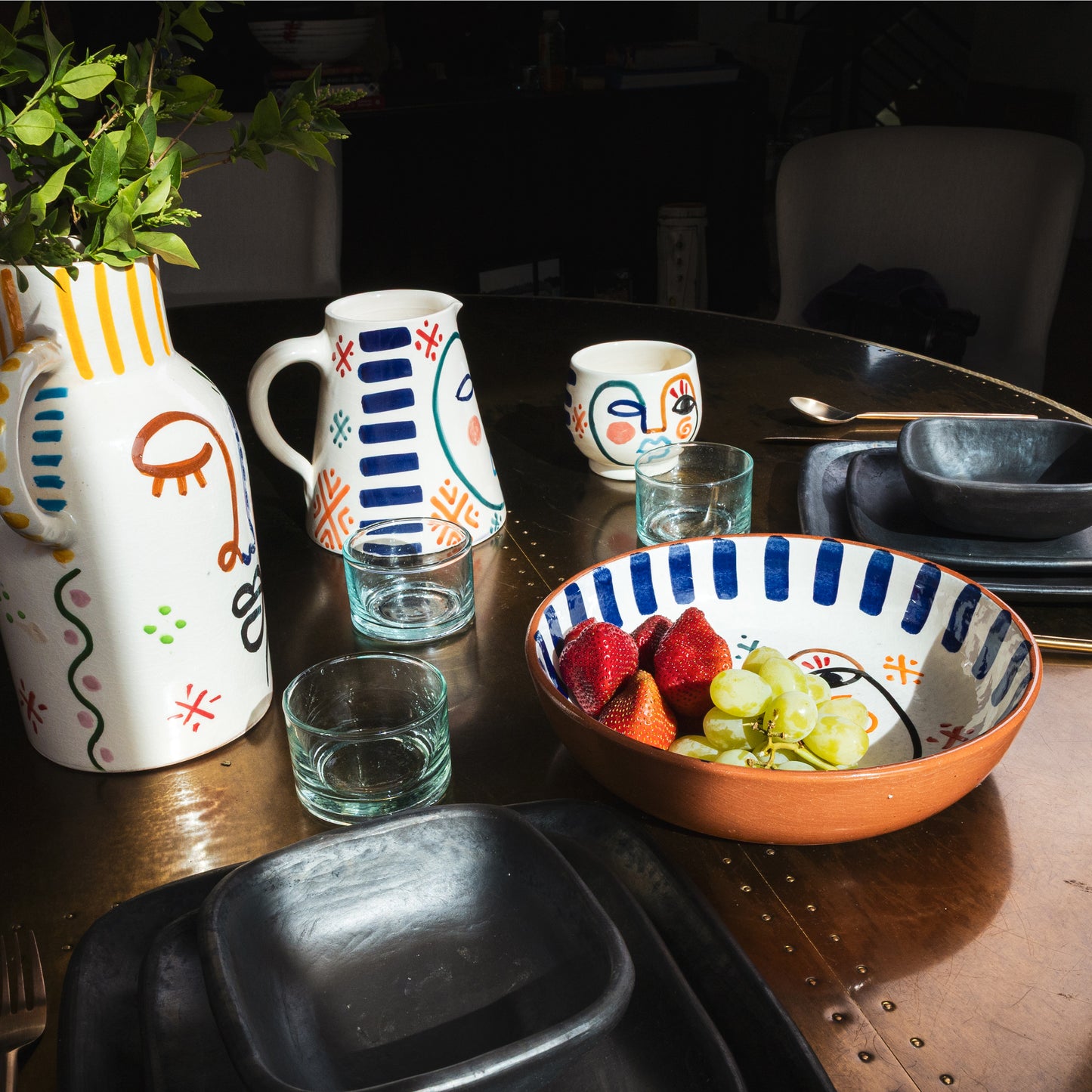 Moroccan Handpainted Visage Serving/Salad Bowl