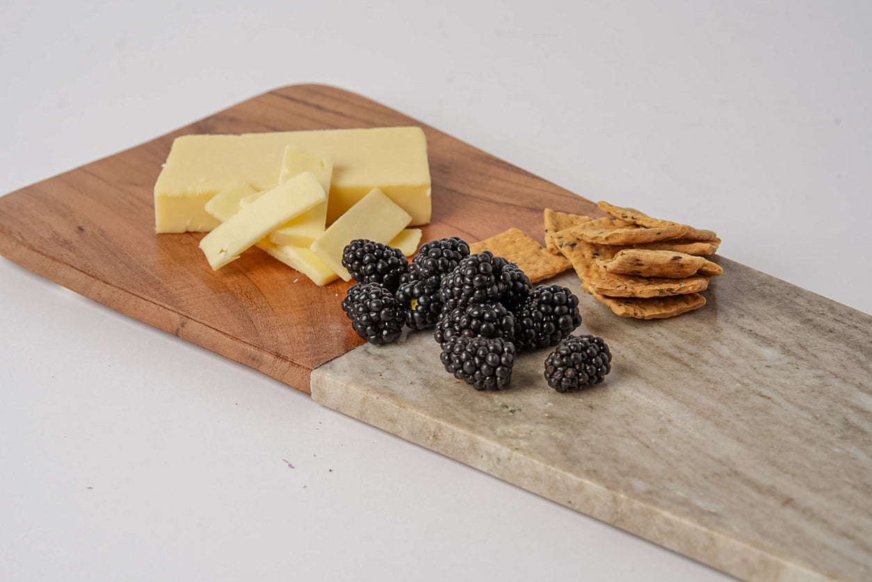 Marble and Acacia Wood Long Charcuterie Board - Tan