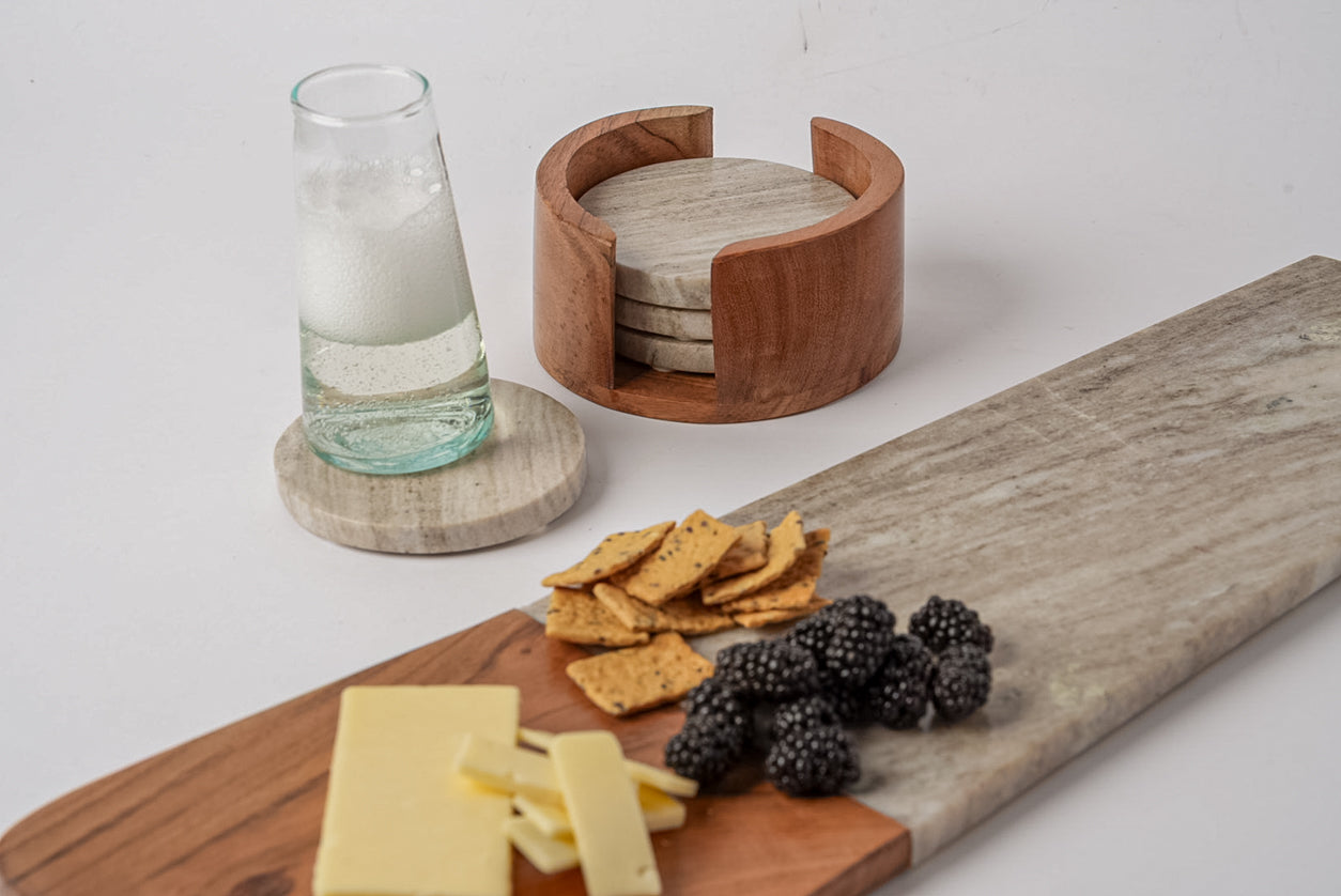 Marble Coasters - Set of 4 - Tan