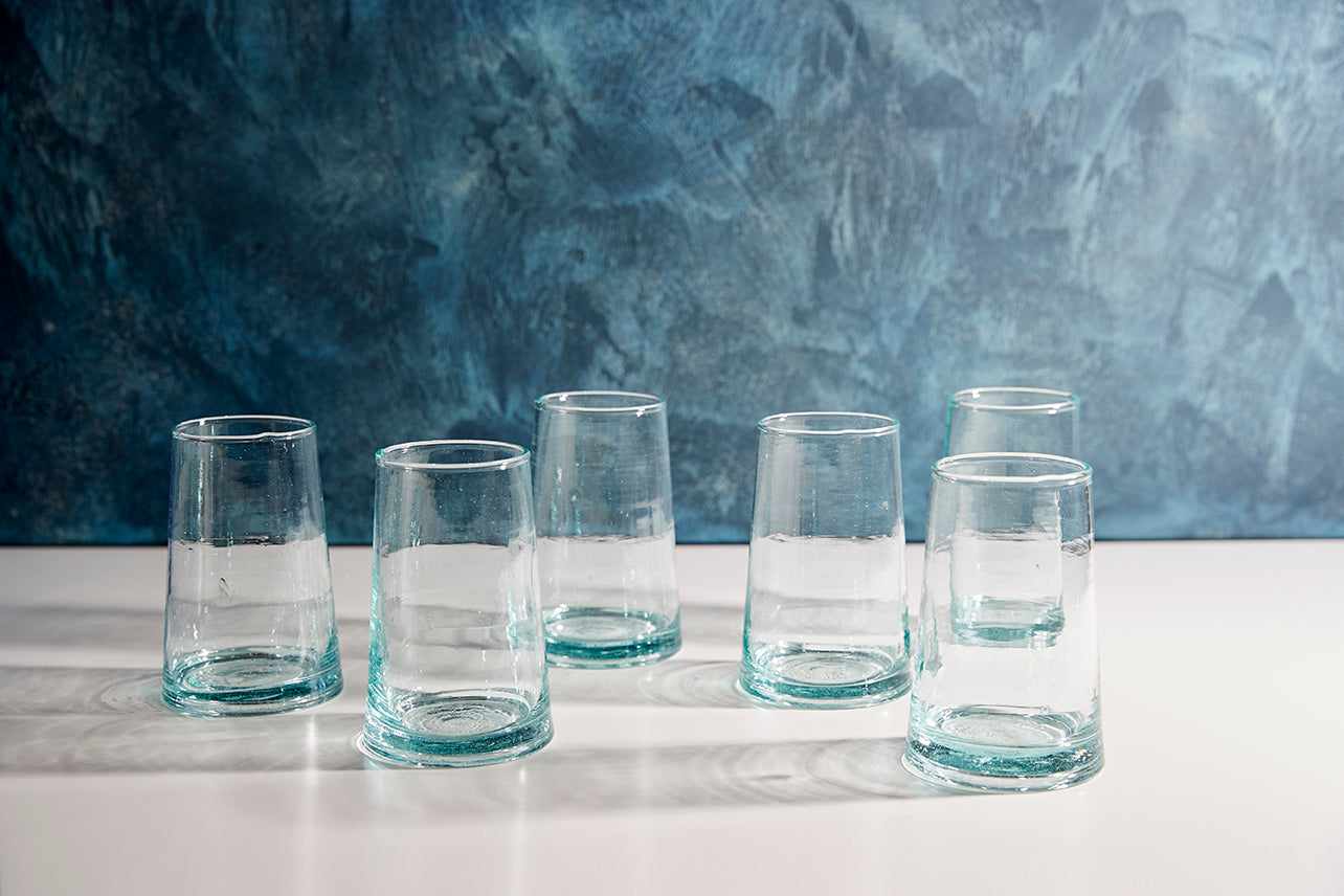 Moroccan Minimalist Chic Water Glasses, Clear (Set of Six