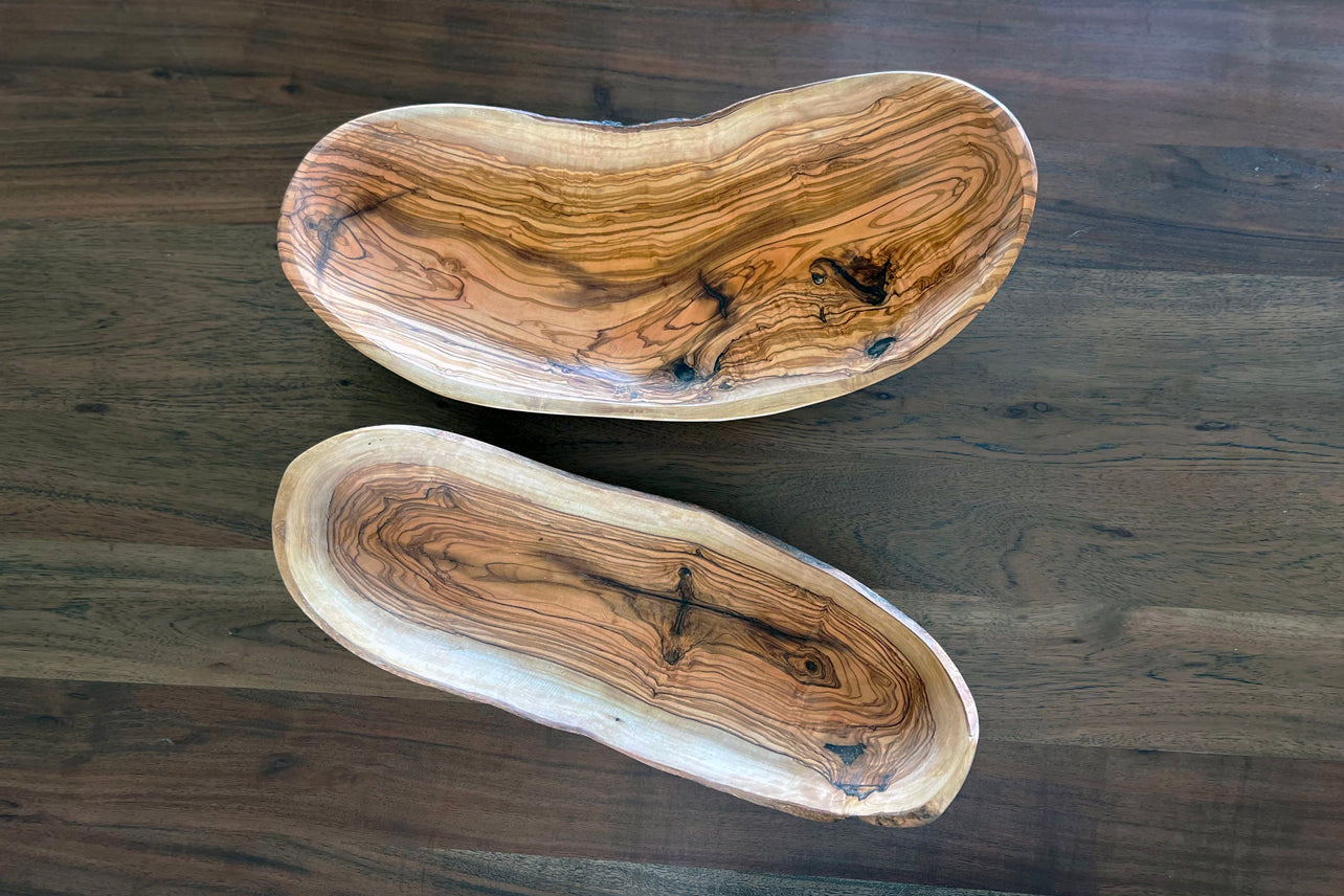 Italian Olivewood Boat Shaped Serving Bowl