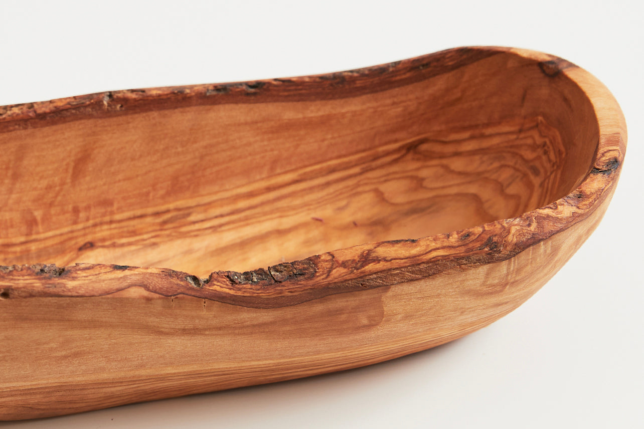 Italian Olivewood Boat Bowl with Live Edge