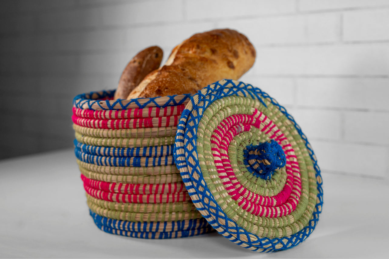 Moroccan Bread Basket with Flat Lid