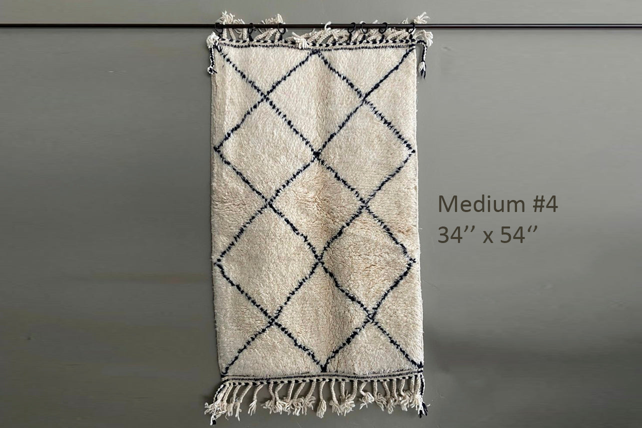 Moroccan Beni Ourain Berber Rug - Handmade - Medium Size