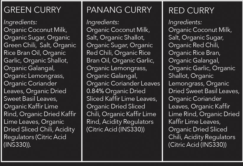 Verve Culture Thai for Two Organic Curry Sampler Set Recipe Ingredients