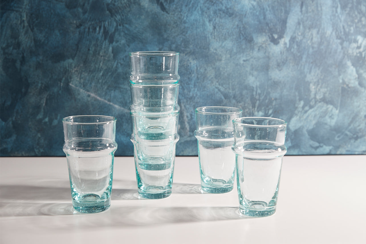 Moroccan Stackable Recycled Drinking Glasses - Set of 6